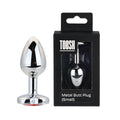 Toosh Heart Shaped Silver Butt Plug with Red Stone Small