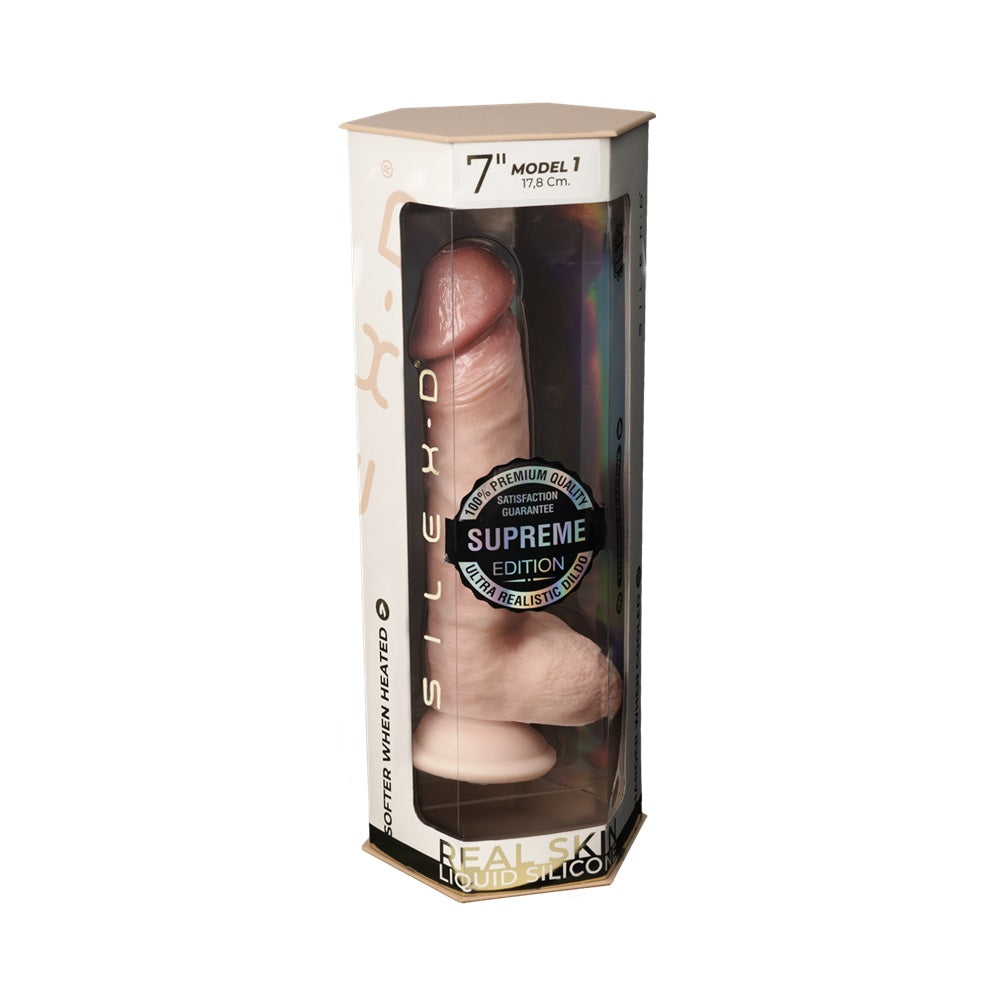 SilexD Premium 7 inch Realistic Liquid Silicone Dildo with Balls
